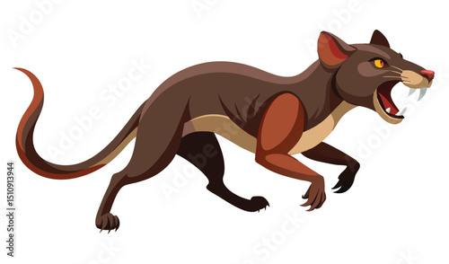 Aggressive brown cartoon cat running illustration
