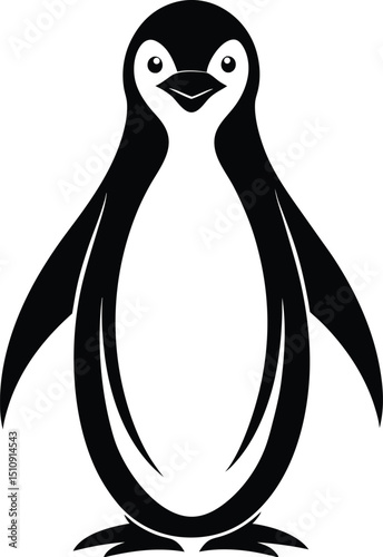 penguin silhouette, standing pose, arctic bird
