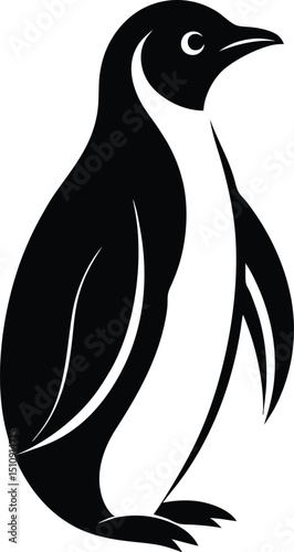 penguin silhouette, standing pose, arctic bird
