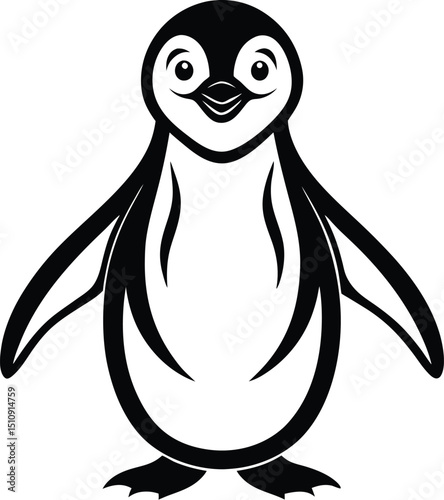 penguin silhouette, standing pose, arctic bird
