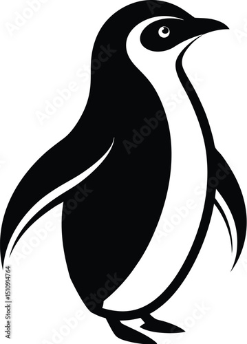 penguin silhouette, standing pose, arctic bird
