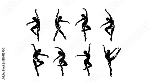 Ballet Dancer Silhouette: A collection of elegant ballet dancer silhouettes striking various graceful poses in perfect harmony, representing the beauty and artistry of dance.