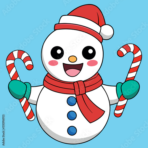 Cute Cartoon Snowman Vector Illustration Holiday Graphic