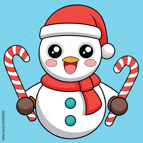 Cute Snowman Vector Illustration Christmas Holiday Design