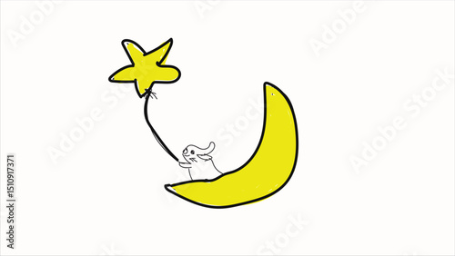 The star, the rabbit and the moon art