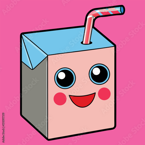 Cute Cartoon Juice Box Character Vector Illustration