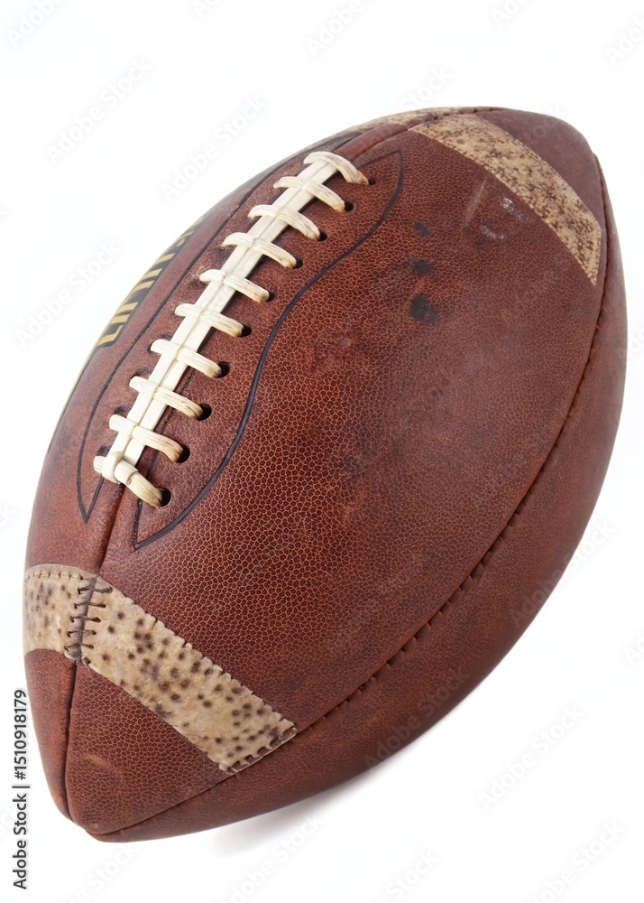Obraz premium Vintage Worn American Football on white Background