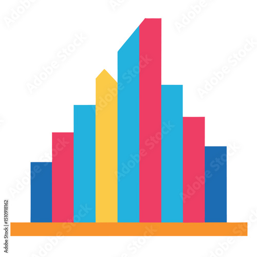Colorful bar chart histogram on white background