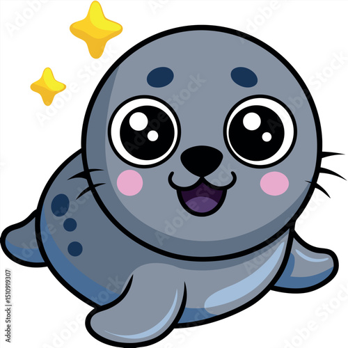Cute Seal Cartoon Vector Illustration Sea Animal Graphic Design