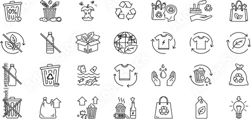 Wallpaper Mural  Zero Waste set of web icons in line style. A collection of eco linear icons, including recycling, waste management, composting, trash, pollution, landfill, composting, waste sorting. Editable stroke Torontodigital.ca