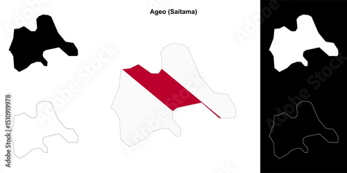 Ageo (Saitama) outline map set