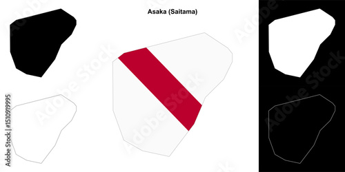 Asaka (Saitama) outline map set