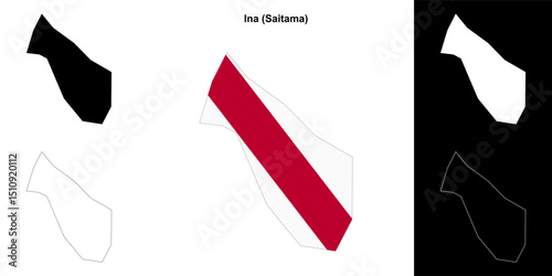 Ina (Saitama) outline map set