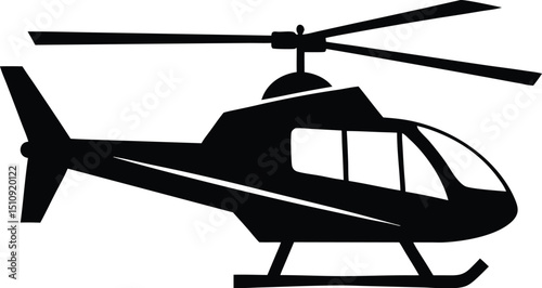 helicopter silhouette, landing gear, spinning rotor
