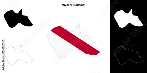 Miyoshi (Saitama) outline map set