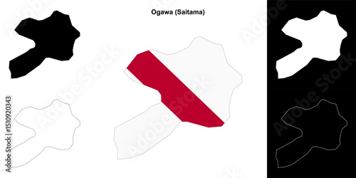 Ogawa (Saitama) outline map set