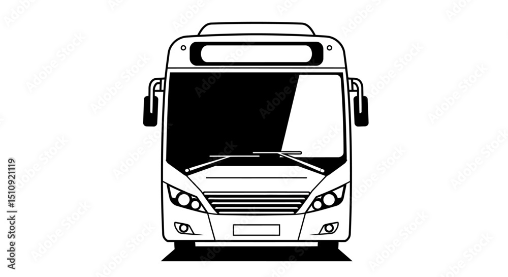 Fototapeta premium bus showcasing front views in a simple and sleek style for transportation concepts , in black and white vector design 