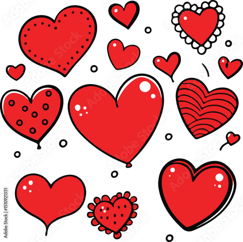 "Red Heart Doodle Clipart for Love and Romance Designs"

