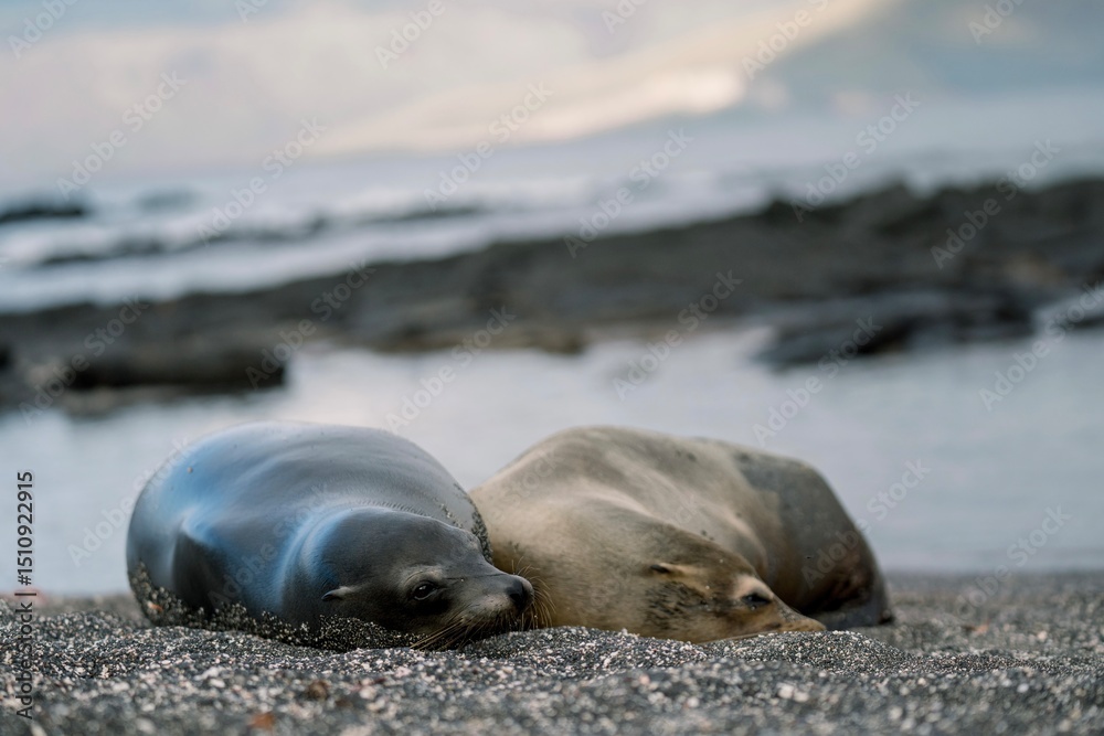 Fototapeta premium Sea Lions Cuddle 