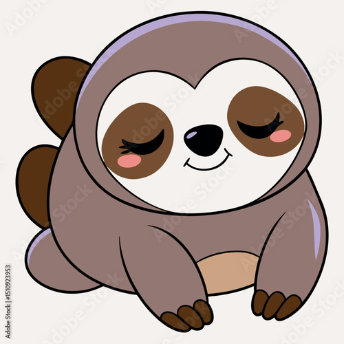 Cute Cartoon Sloth Vector Illustration Sleeping Animal Design