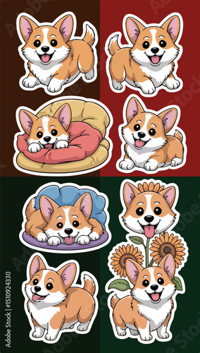 Mobile Cute Dog sticker icon Set