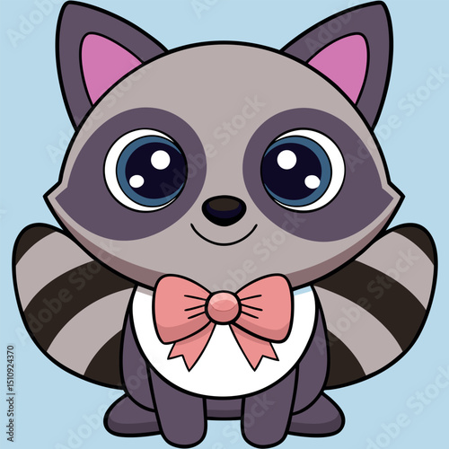 Cute Cartoon Raccoon Vector Illustration for Kids Apparel Design