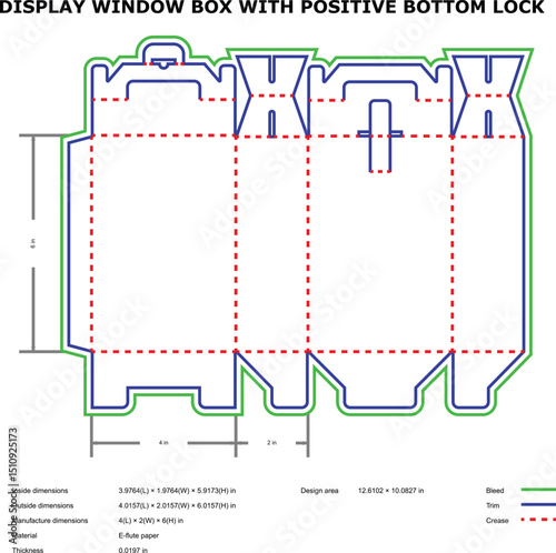 Display window box design template positive bottom lock line art