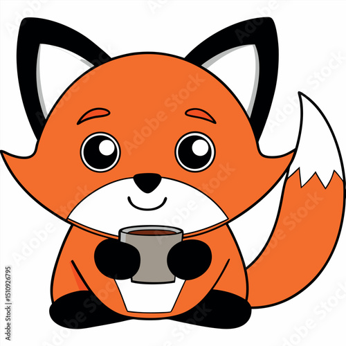 Cute Fox Cartoon Illustration Animal Vector Design Icon