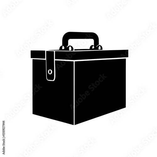Minimalist black silhouette of a toolbox representing various trade professions