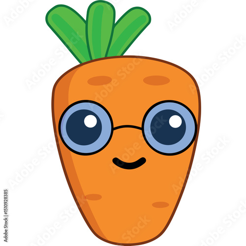 Carrot Character with Glasses Vector Illustration Cute Food Icon