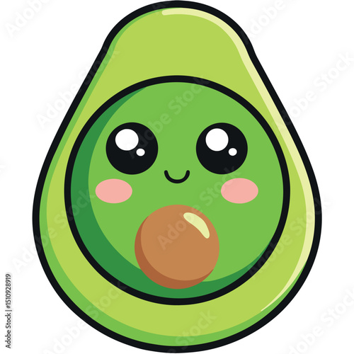Cute Avocado Vector Illustration Kawaii Style Food Icon Design