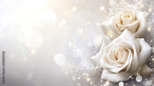 Fototapeta Naklejka Na Ścianę i Meble -  Elegant white roses on a soft background