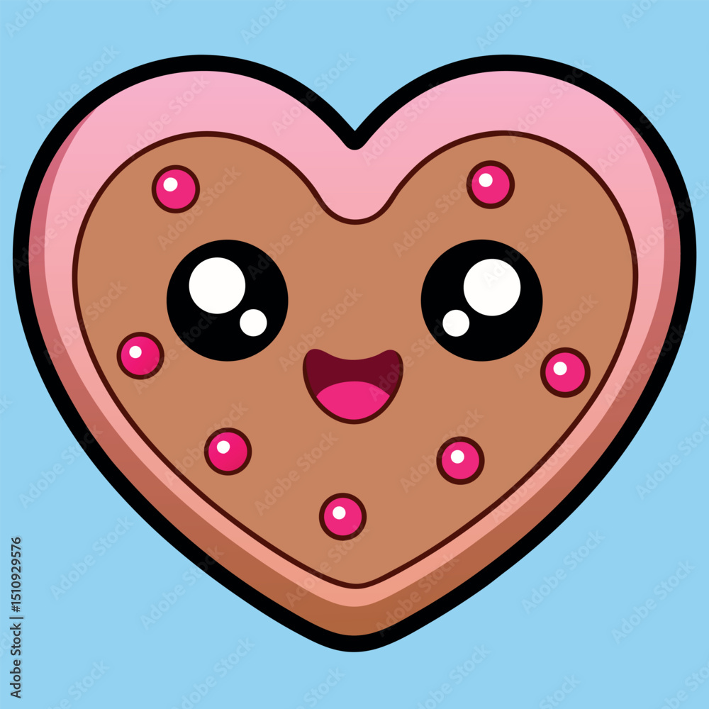 Obraz premium Cute Heart Cookie Character Vector Graphic Illustration