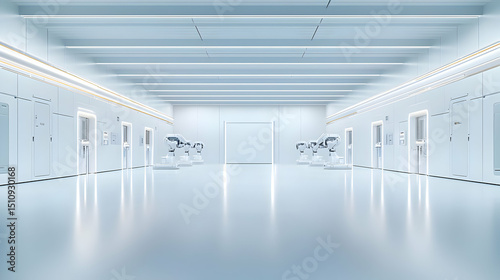 Futuristic White Interior Hallway