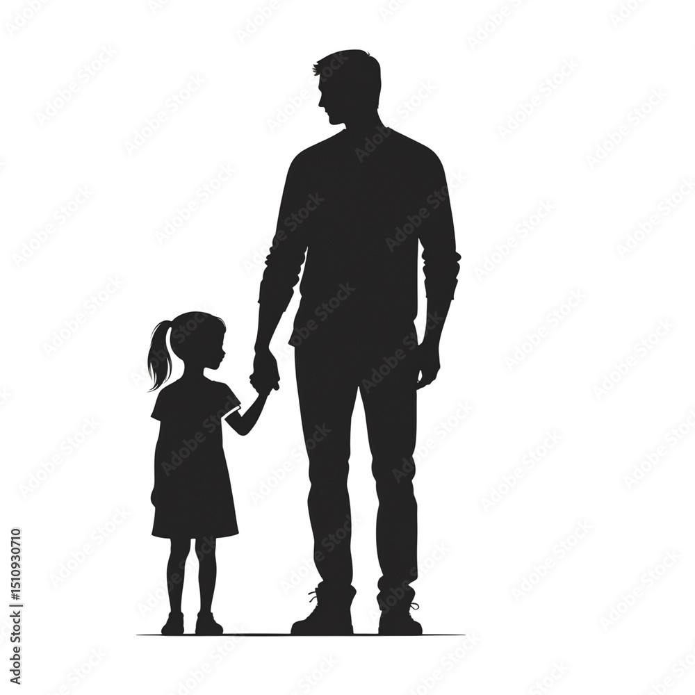 Father and daughter holding hands silhouette Father and daughter holding hands silhouette