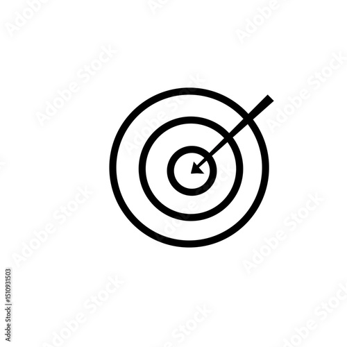 A black target icon with an arrow hitting the bullseye, symbolizing accuracy or goals