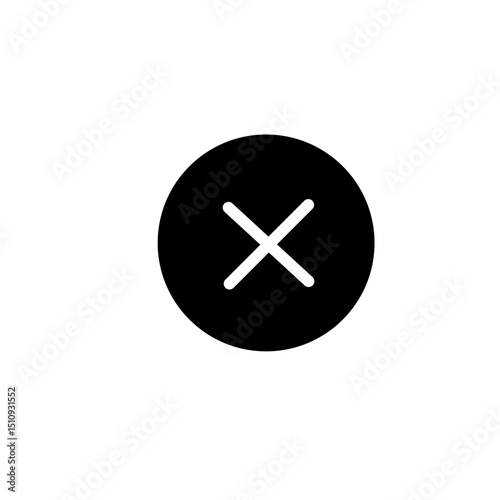 A white "X" mark centered within a solid black circle, signifying close or incorrect