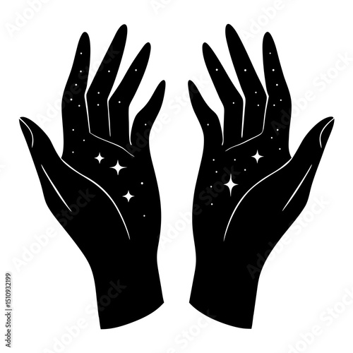 black and white hands vactor illustration on white beground 