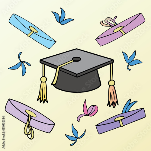 Graduation Vector Design Cap Diploma and Celebration