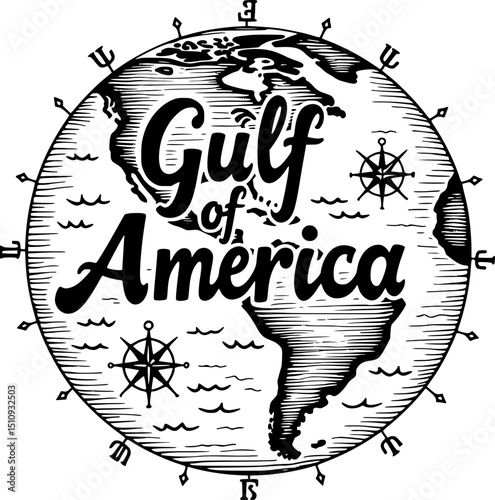 Vintage Nautical Map: "Gulf of America" Engraved

