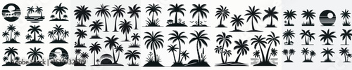 Vector set image silhouette of coconut tree.