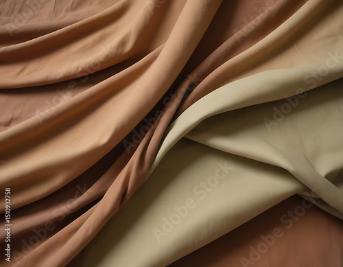Earth tone draped fabric background folds