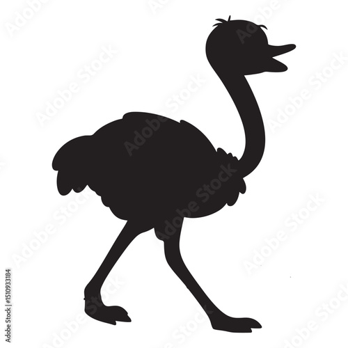 Cute ostrich silhouette vector flat illustration design