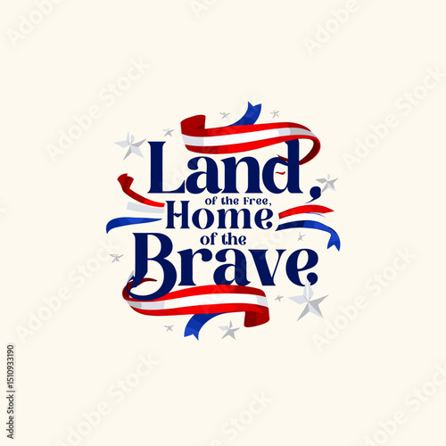 Patriotic typography with bold American serif font reading 