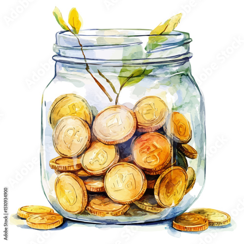 watercolor of Investment Opportunity, vector high quality, isolated on a white background.