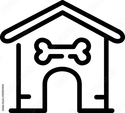 Simple vector dog house icon with bone symbol