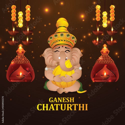 Happy ganesh chaturthi celebration greeting card