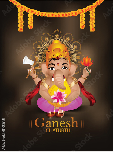 Indian cultural festival happy ganesh chaturthi celebration card