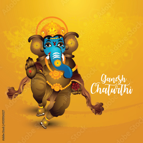 Ganesh chaturthi cartoonist character on purple background