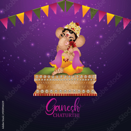 Ganesh chaturthi realistic illustration concept